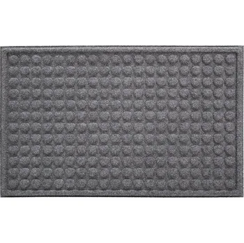 Rohožka Šedá textilní gumová čistící vstupní rohož FLOMA Rounds - 45 x 75 x 1,1 cm