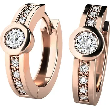 Náušnice Dámské náušnice růžové zlato 585/1000 přírodní diamant 0.248 ct G/SI kruhy 10968-CV-DIA