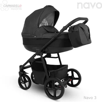 Kočárek Dětský kočárek Camarelo Navo, Navo-3 Šedo-černá