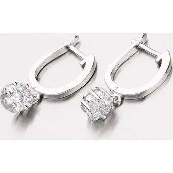 Šperk Dámské náušnice stříbro 925 zirkon visací se ve tvaru kytky EXX07170578