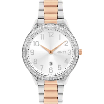 Hodinky MINET Stříbrno-růžové dámské hodinky AVENUE s čísly