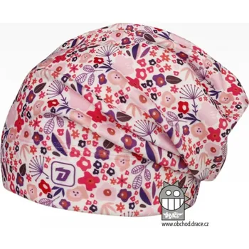 Pokrývka hlavy Dráče Dívčí flísová čepice Yetti - vzor 14, růžová kytičky