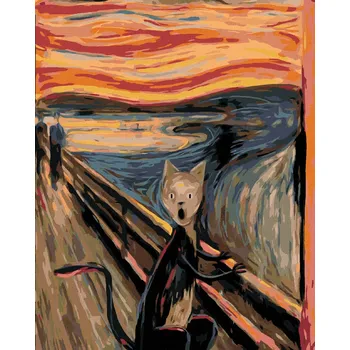Diamondi Diamantové malování - VÝKŘIK KOCOURA - INSPIRACE E. MUNCH Rozměr: 40x50 cm, Rámování: bez rámu a bez vypnutí plátna