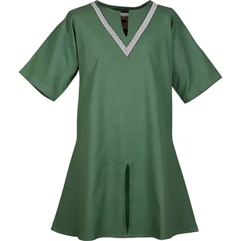 Karnevalový kostým Battle Merchant Středověká tunika s krátkým rukávem Ailrik, zelená