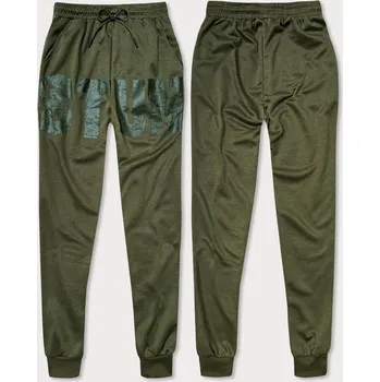 Khaki tepláky s potiskem pro pány od J.STYLE, odstíny zelené M i392_22031-1