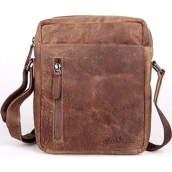 Středně velká pánská kožená crossbody taška GreenWood no. 1049 světlehnědá