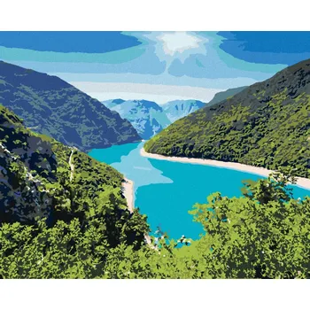 Diamondi Diamantové malování - KAŇON "PIVA" S FANTASTICKOU NÁDRŽÍ Rozměr: 40x50 cm, Rámování: bez rámu a bez vypnutí plátna