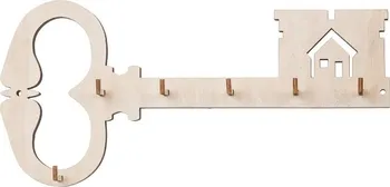 Věšák ČistéDřevo V035 dřevěný věšák klíč s domkem