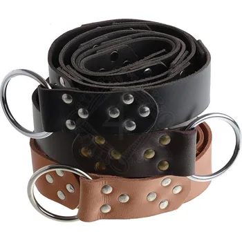 Karnevalový kostým Výprodej Segmentový kožený opasek s kroužkem, nýtovaný - Outlet