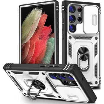 Pouzdro na mobilní telefon Kryt na Samsung Galaxy S23 Ultra odolný s krytkou na fotoaparát bílý