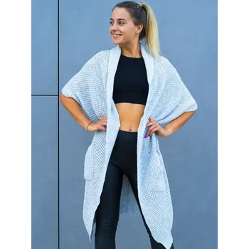 Dámská mikina BudesIN Šedý dlouhý cardigan Thiara