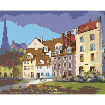 Hračka Diamondi Diamantové malování - ŘADOVÉ DOMKY Rozměr: 40x50 cm, Rámování: bez rámu a bez vypnutí plátna