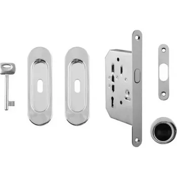 Stavební pouzdro VPD Set na posuvné dveře 372-319 BB zámek Chrom lesklý