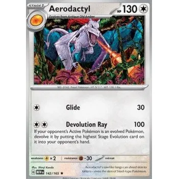 Karetní hra Pokémon MEW 142/165 Aerodactyl - 151 Stav: Near Mint, Verze: HOLO