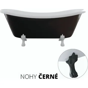 Vana Besco Volně stojící vana ze sanitárního kompozitu Amelia BW 190x77 s přepadem Typ a barva výpustě: bez odpadového sifonu, Barva podpěrných nožek: Černá mat