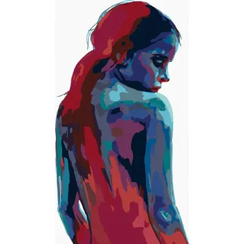 Diamondi Diamantové malování - ŽENA V ODSTÍNECH MODRÉ A ČERVENÉ Rozměr: 40x50 cm, Rámování: bez rámu a bez vypnutí plátna