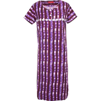 Dámská noční košile Výprodej-Noční košile pruhovaná s kytičkou - fialová Velikost: M