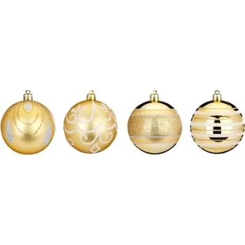 Vánoční dekorace LAALU Vánoční ozdoby - koule, zlaté matné/skleněné, průměr 8 cm, 4 ks