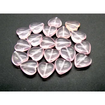 Korálek CZ Skleněné korálky srdíčka 15x16mm růžová, transparentní- 5ks