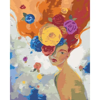 Diamondi Diamantové malování - ZRZAVÁ ŽENA S KVĚTINAMI Rozměr: 40x50 cm, Rámování: bez rámu a bez vypnutí plátna