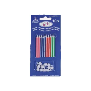 Dortová svíčka PRUHOVANÉ SVÍČKY 10ks SV,PRUHOVANÉ,10KS