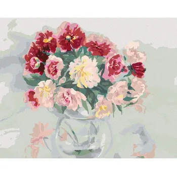 Hračka Diamondi Diamantové malování - BAREVNÉ PIVOŇKY VE VÁZE Rozměr: 40x50 cm, Rámování: bez rámu a bez vypnutí plátna