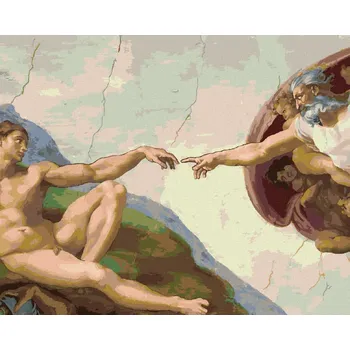 Diamondi Diamantové malování - STVOŘENÍ ADAMA (MICHELANGELO) Rozměr: 40x50 cm, Rámování: bez rámu a bez vypnutí plátna