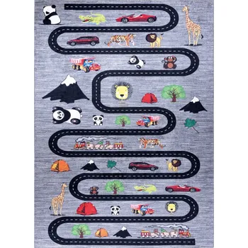 Koberec Hans Home Dětský kusový koberec Bambino 2092 Streets cars anthracite - 120x170