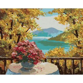 Hračka Diamondi Diamantové malování - HORSKÉ JEZERO A PODZIMNÍ LES Rozměr: 40x50 cm, Rámování: bez rámu a bez vypnutí plátna