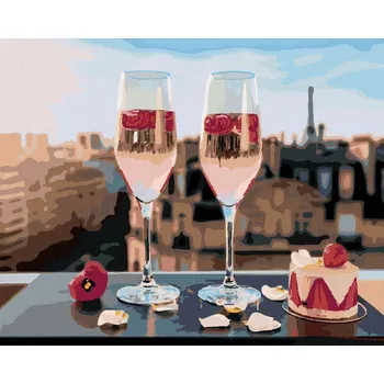Hračka Diamondi Diamantové malování - SKLENIČKY S VÍNEM V PAŘÍŽI Rozměr: 40x50 cm, Rámování: bez rámu a bez vypnutí plátna