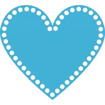 WoodenPuzzle.cz Dno na háčkování - srdce - modré (různé velikosti) Velikost: 15 cm