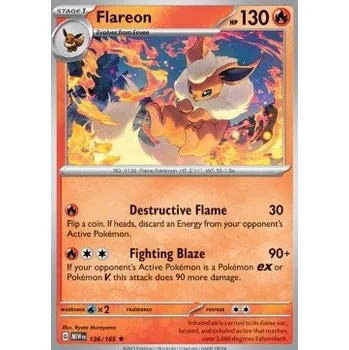 Sběratelská karetní hra Pokémon MEW 136/165 Flareon - 151 Stav: Near Mint, Verze: HOLO
