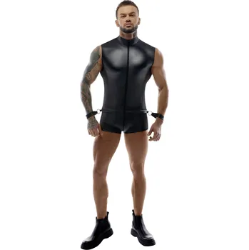 Pánské erotické prádlo Svenjoyment Short Sleeveless Matte Look Jumpsuit 2150476 Black Velikost L