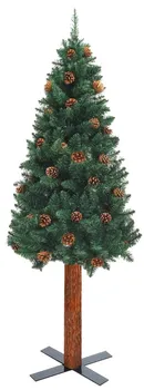 Vánoční stromek Úzký vánoční stromek z pravého dřeva se šiškami zelený