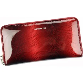 Peněženka Lesklá celozipová kožená tmavěčervená peněženka Patrizia Piu FF-119