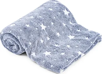 Dětská deka Svítící deka s hvězdami 175 x 120 cm šedá