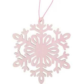 Vánoční dekorace Anděl Přerov, s.ro. Vločka dřevěná na zavěšení 10 cm, růžová