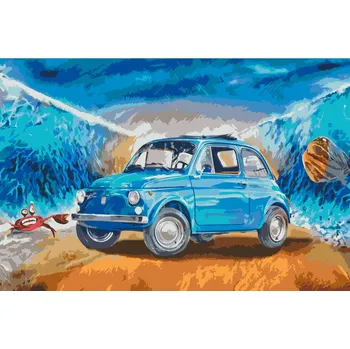 Malování podle čísel - Fiat 500 Velikost: 40x60cm, Rámování: Pouze srolované plátno
