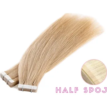 Příčesek Vlasové PU pásky HALF poloviční tape in na prodlužování vlasů 50cm 18 - nejsvětlejší hnědá (Vlasové PU pásky HALF poloviční tape in na prodlužování vlasů 50cm 18K - nejsvětlejší hnědá)