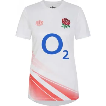 Dámské tričko Umbro England Rugby Warm Up Shirt 2023 Womens White/Coral 12 (M)