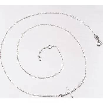 Náhrdelník Dámský náhrdelník bílé zlato 585 zirkon 15-017 délka 45 cm