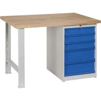 Dílenský stůl Dílenský stůl Weld s 5 zásuvkami, 84 x 120 x 80 cm, šedý