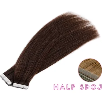 Příčesek Vlasové PU pásky HALF poloviční tape in na prodlužování vlasů 40cm 02 - tmavě hnědá