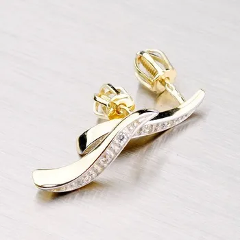 Náušnice Dámské náušnice žluté zlato 585 zirkon visací DZ1665