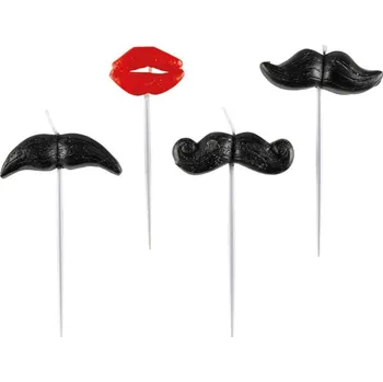 Svíčka Svíčky Knírky a pusa - 4 ks