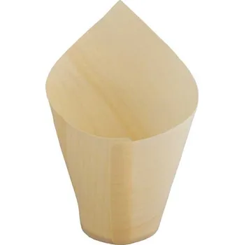 Jednorázové nádobí Kelímek dřevěný (z dýhy) zkosený ploché dno 7,5x11 cm/ 50 ks