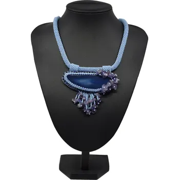 Náhrdelník Mijabijoux Masivní náhrdelník z achátu a ametystu MB00333