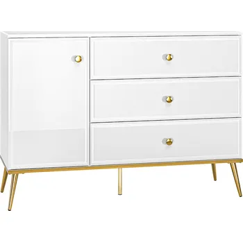 Ložnicová sestava Komoda GOLDIN 05, Alpská bílá/Bílý Lesk