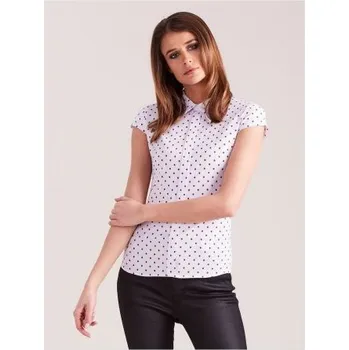 Dámská halenka Dámská halenka s puntíky 9058 - FPrice bílá-červená XL