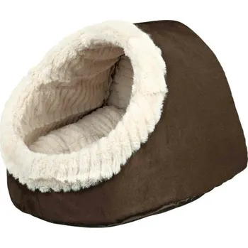 Pelíšek pro psa Jeskyň TIMUR hnědo/béžová, protiskluzová úprava 35x26x41cm